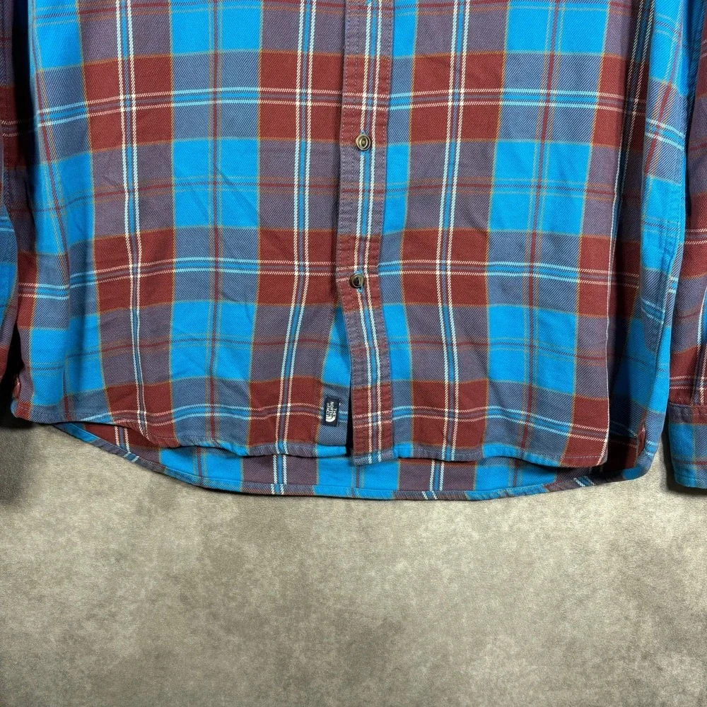 The North Face Arroyo Flannel Shirt Mens Medium Blue Red Plaid Gorpcore Outdoors